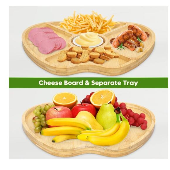 Charcuterie Board, Bamboo Gift Set 15.71 x 13.39 x 1.85 inches - Picture 5 of 7